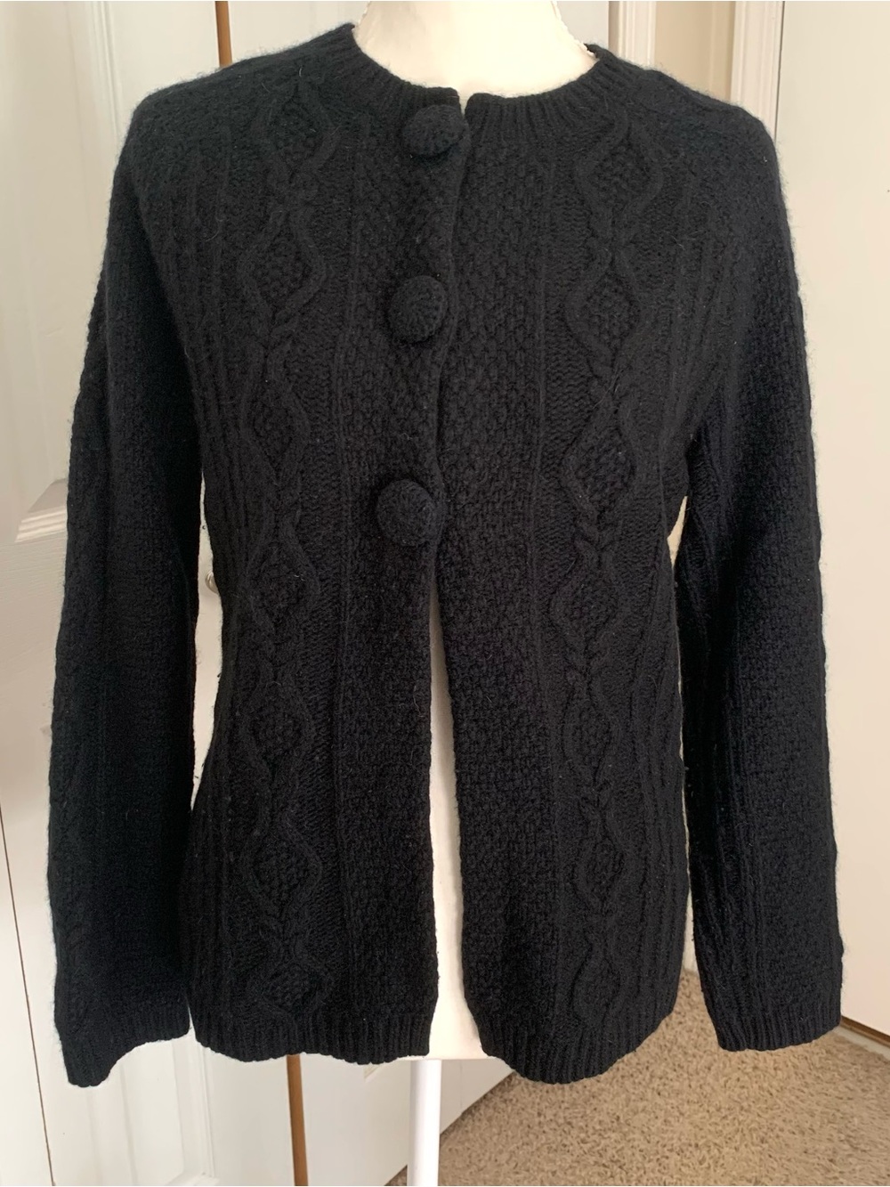 Lucy & Laurel Cardigan Sweater Lamb’s Wool Angora Rabbit Hair Black Sz Large